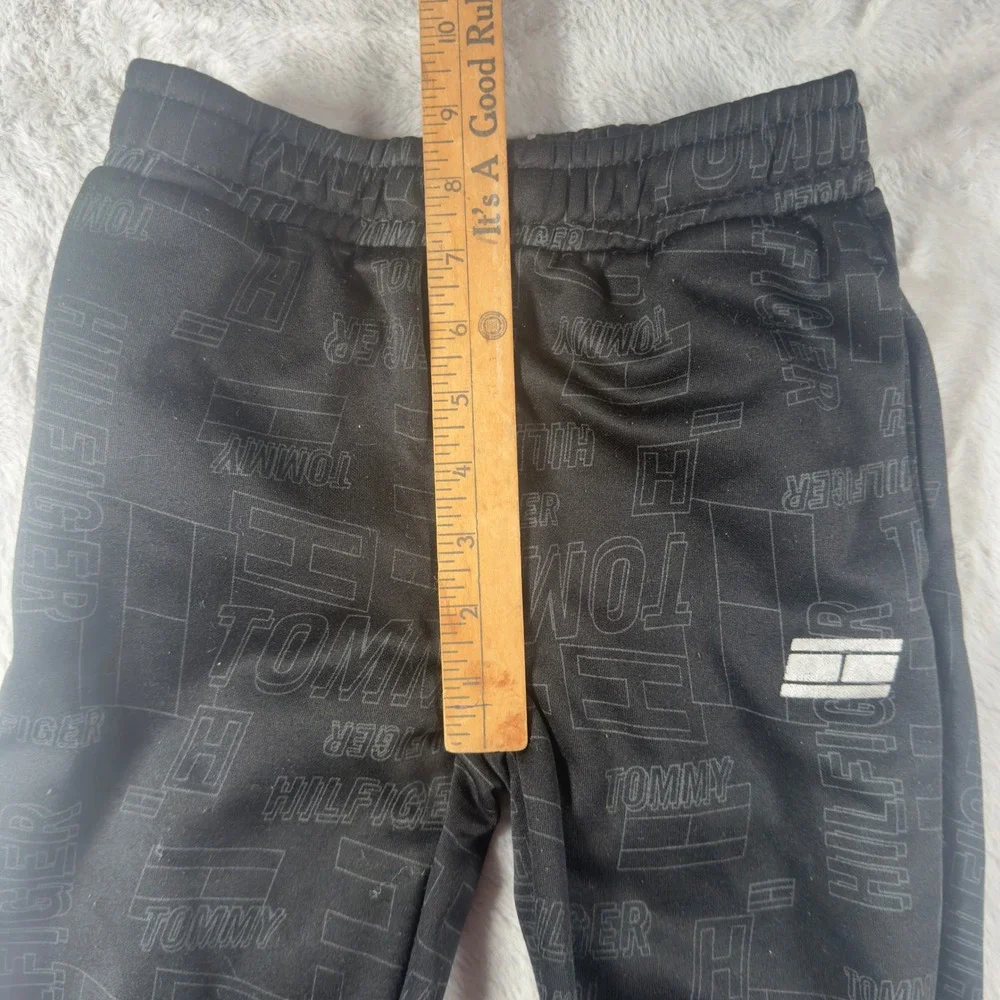 Tommy Hilfiger Boys Black All Over‎ Logo Jogger Sweatpants Size 7 Kids